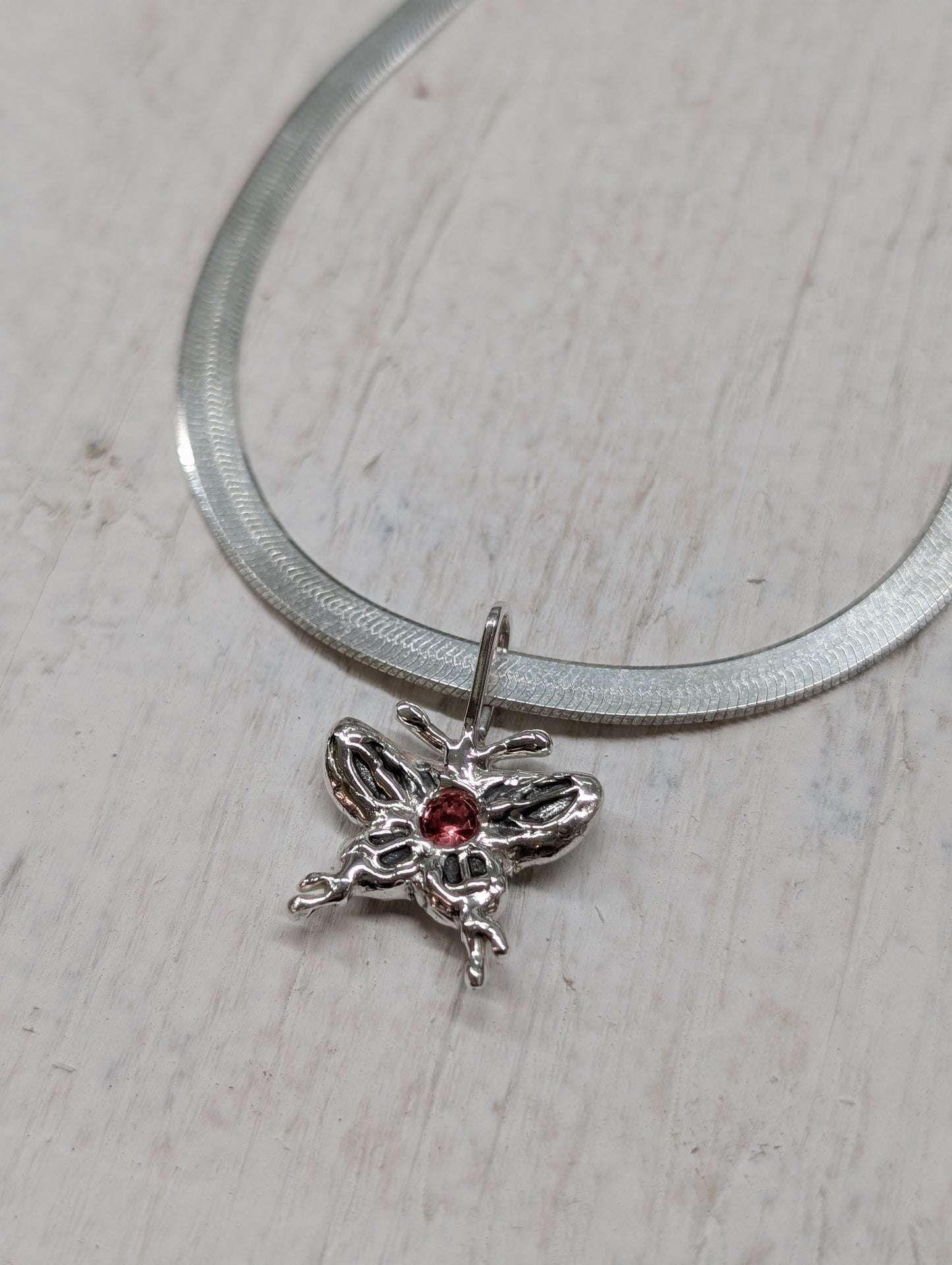 peach sapphire swallowtail pendant