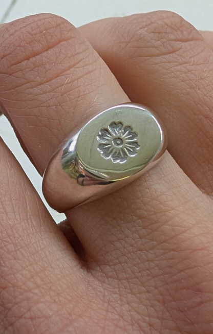 floral oval signet