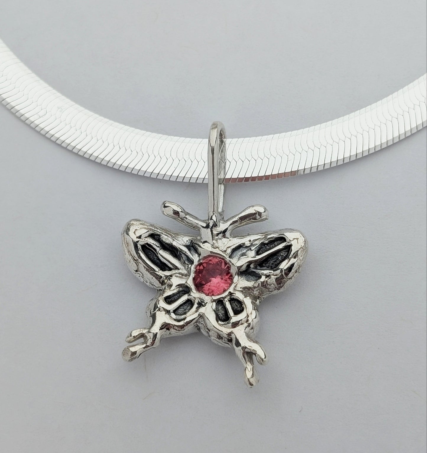 peach sapphire swallowtail pendant