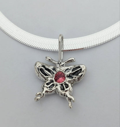 peach sapphire swallowtail pendant