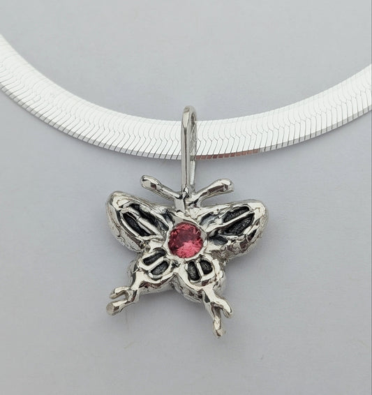 peach sapphire swallowtail pendant