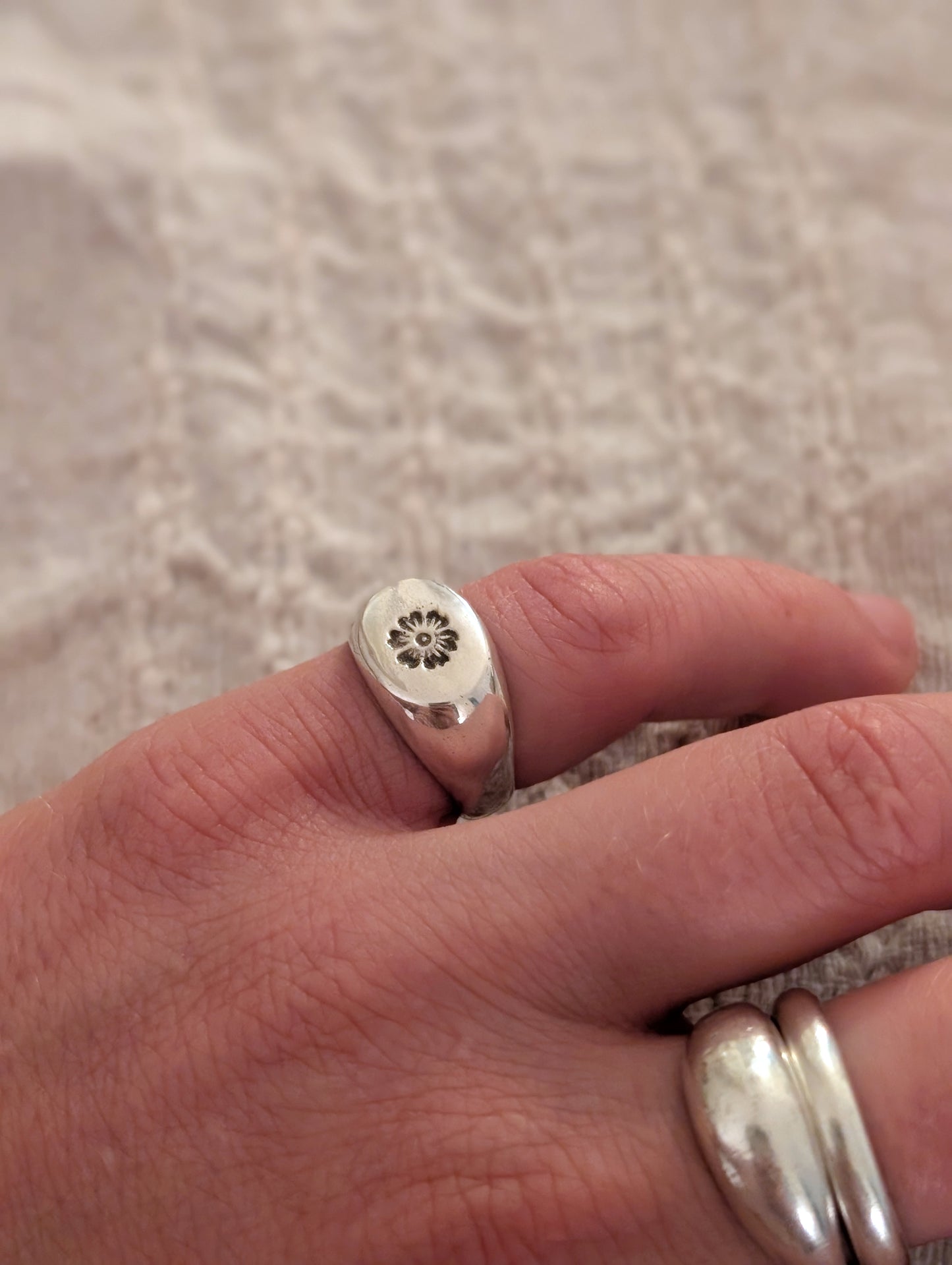 floral oval signet