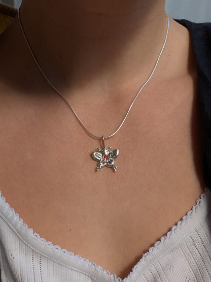 peach sapphire swallowtail pendant