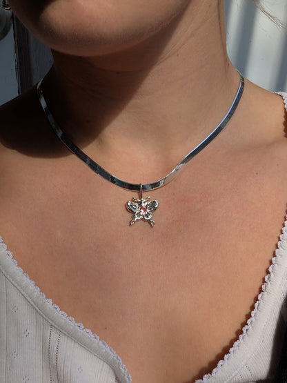 peach sapphire swallowtail pendant